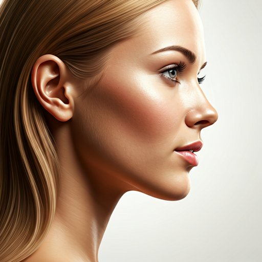 close-up profile of a woman with healthy skin and a subtle, graceful expression