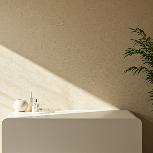 Minimalist skin care studio with textured walls